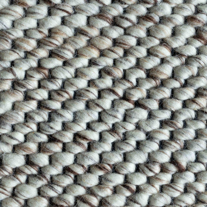 Champo Simplicity Handcrafted Ivory Brown Wool Rug