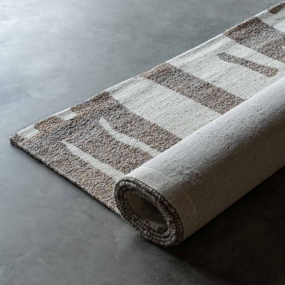 PWL Ivory Brown Handcrafted Beige and Brown Wool Rug -101 Rug