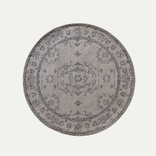 Poet Ivory Cotton Woven Round Rug